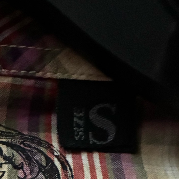 Indigo Star Vintage Button Down Shirt Short Sleeve Cotton Plaid BackRodeoPrint S - Picture 16 of 16